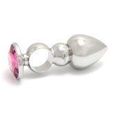 Rosebuds Versatile Ringed Stainless Steel Butt Plug with Crystal Gem Butt Plugs